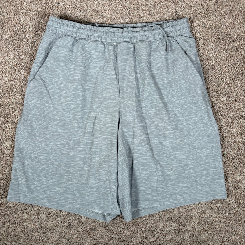 Lululemon Mens Heathered Grey Space Dye Lined Athletic Training Shorts Large